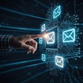 Digital mailbox network interaction with futuristic technology Royalty Free Stock Photo