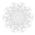 Digital mandala drawing with botanical elements