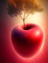 Digital manipulation A red apple with a sense of dynamic motion ai generative