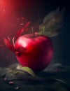 Digital manipulation A red apple with a sense of dynamic motion ai generative