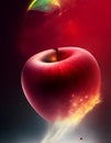 Digital manipulation A red apple with a sense of dynamic motion ai generative