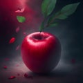 Digital manipulation A red apple with a sense of dynamic motion ai generative