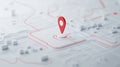 Digital map displaying location with red pin marker, showcasing modern design