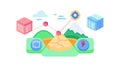 Digital Mapping Network Icon, Geographic Data, Smart Systems, vector design Generative AI Royalty Free Stock Photo
