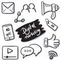 Digital Marketing Doddle Vector element Set Royalty Free Stock Photo