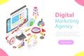 Digital marketing agency flat isometric vector.