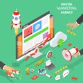 Digital marketing agency flat isometric vector.