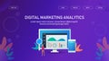 Digital marketing analysis, data scientist analyzing marketing data, information, statistic, vector web banner template.