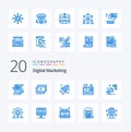 20 Digital Marketing Blue Color icon Pack like blog video video project business