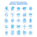 Digital Marketing Blue Tone Icon Pack - 25 Icon Sets Royalty Free Stock Photo