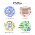 Digital Marketing Colored Icon Set