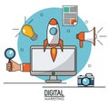 Digital marketing computer technology online information system Royalty Free Stock Photo