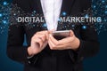 Digital Marketing concept, Businesswoman using mobile smart phone, Social, media Royalty Free Stock Photo