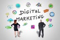 Digital marketing concept watched by business people Royalty Free Stock Photo