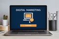 Digital marketing concept on laptop screen Royalty Free Stock Photo