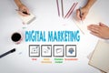 Digital Marketing Concept. The meeting at the white office table Royalty Free Stock Photo