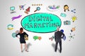 Digital marketing concept watched by business people Royalty Free Stock Photo