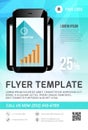 Digital Marketing Flyer Template with Mobile Devices and Bar Chart Infographic Royalty Free Stock Photo