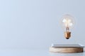 Digital marketing innovation a light bulb glows over a tablet, sparking creativity and ideas, Generated AI Royalty Free Stock Photo