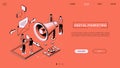 Digital marketing - line design style isometric web banner Royalty Free Stock Photo