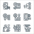 digital marketing line icons. linear set. quality vector line set such as copywriter, marketing, customer behavior, live, audience