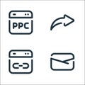 Digital marketing line icons. linear set. quality vector line set such as email, link, share