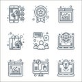 digital marketing line icons. linear set. quality vector line set such as idea, pay per click, web analytics, laptop, meeting,