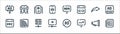 Digital marketing line icons. linear set. quality vector line set such as news, stats, video player, pay per click, share, premium