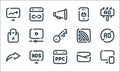 Digital marketing line icons. linear set. quality vector line set such as responsive, pay per click, share, email, advertising,