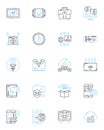 Digital marketing linear icons set. SEO, Analytics, PPC, AdWords, Content, Social media, Branding line vector and