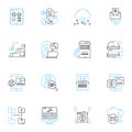 Digital marketing linear icons set. SEO, Analytics, PPC, AdWords, Content, Social media, Branding line vector and