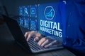 Digital marketing manager working on social media network advertising, online ad on internet website, mobile and email newsletter