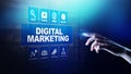 Digital marketing, Online advertising, SEO, SEM, SMM. Business and internet concept. Royalty Free Stock Photo