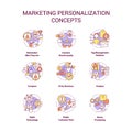Digital marketing personalization concept icons set