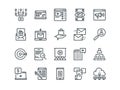 Digital Marketing. Set of outline vector icons. Includes such as Viral video, E-commerce, Analytics and other. Editable