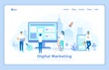 Digital Marketing, social network and media communication. Business analysis, targeting, management. SEO, SEM. landing web page Royalty Free Stock Photo