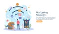 digital marketing strategy concept with tiny people character. online ecommerce business in modern flat design template for web