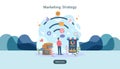 digital marketing strategy concept with tiny people character. online ecommerce business in modern flat design template for web
