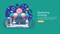 digital marketing strategy concept with tiny people character. online ecommerce business in modern flat design template for web