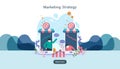 digital marketing strategy concept with tiny people character. online ecommerce business in modern flat design template for web