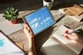 Digital Marketing Strategy Dashboard on the screen. Royalty Free Stock Photo