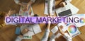 Digital marketing strategy. Team of professionals working together at table Royalty Free Stock Photo