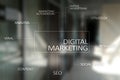 DIgital marketing technology concept. Internet. Online. SEO. SMM. Advertising. Royalty Free Stock Photo