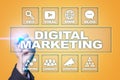 DIgital marketing technology concept. Internet. Online. SEO. SMM. Advertising. Royalty Free Stock Photo