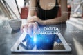 DIgital marketing technology concept. Internet. Online. SEO. SMM. Advertising. Royalty Free Stock Photo