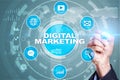 DIgital marketing technology concept. Internet. Online. SEO. SMM. Advertising. Royalty Free Stock Photo