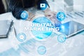 DIgital marketing technology concept. Internet. Online. SEO. SMM. Advertising. Royalty Free Stock Photo