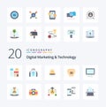 20 Digital Marketing And Technology Flat Color icon Pack like streaming brian premuim ab elementary