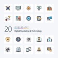 20 Digital Marketing And Technology Line Filled Color icon Pack like user marketing returning didital strategy digital Royalty Free Stock Photo
