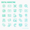 Digital marketing thin line icons set